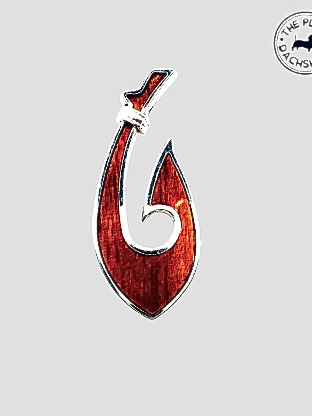 Na Hoku Large Stainless Steel and Koa Wood Sharks Hook Pendant